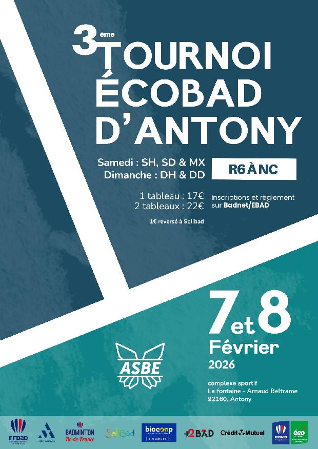 3ème Tournoi National Ecobad d'Antony